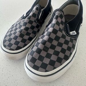 Vans Kids Black and Gray Checkered Slip-On Sneakers